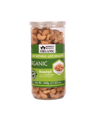 Blessfull Healing Organic Natural Vegan Honey Roasted Whole Cashew Nuts Crunchy Kaju 500 Gram