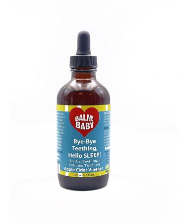 BALM! Baby Bye-Bye Teething Hello Sleep! Natural & Organic Baby Teething Relief & Calming Tincture | Soothes Inflamed Gums Irritability & Pain Encourages Sleep | Glass Bottle (4 Oz Vinegar) 4 Fl Oz (Pack of 1) Apple Cider Vinegar