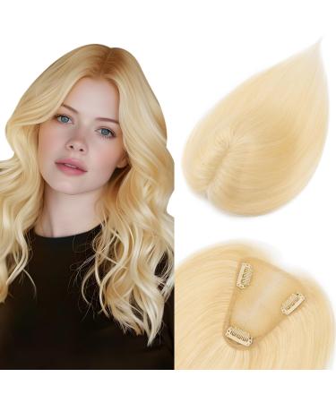 TESS Clip in Hair Pieces for Women Extensions Toupee Hair Topper Hair Toppers for Thinning Hair Women Real Hair - 06 Inch 14 g #613 Bleached blonde 06 Inch #613 Bleached blonde