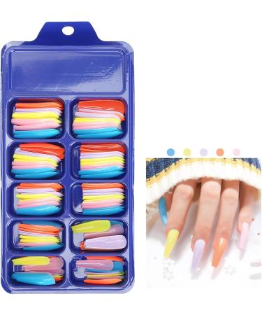 Colorful Nail Tip Pure Color Full Cover Nail Tip Home Salon Stylish Colorful False ABS Material Fake Nail Manicure Tool Easy to Cut(05) - Buy Online on SooperMarket.com