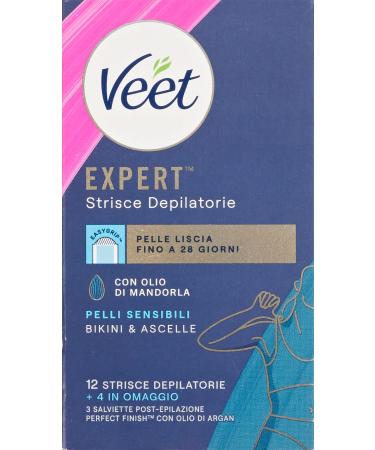 Veet Expert Strips Armpits and Bikini Area Sensitive Skin 16 Strips (12+4 free) 16 Unit (Pack of 1)