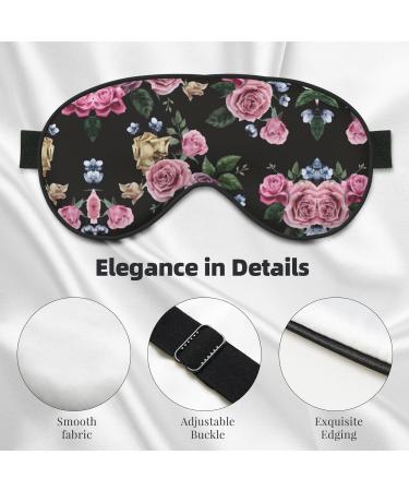Shop Black Background Rose Soft Sleep Eye Mask | Breathable Eye Patch for Women | Ideal for Travel & Relaxation - Buy Online on SooperMarket.com