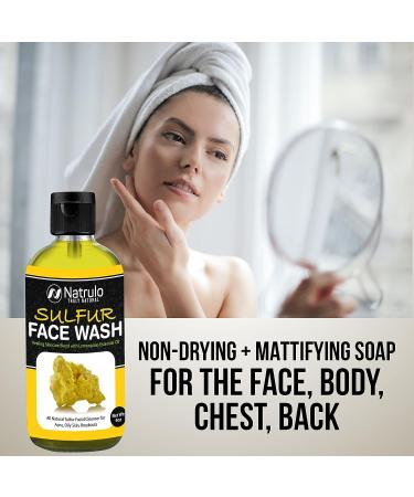 Sulfur Face Wash for Acne - All Natural Facial Cleanser with Lemongrass Oil - 4oz Mattifying Cleanser for Oily Skin - Made in USA - Buy Online on SooperMarket.com