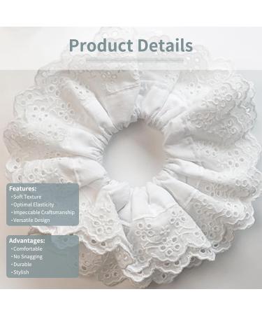 JEKUGOT Large White Lace Scrunchies for Women - Soft Elastic Hair Bands Thick Hair Ties Bobbles Ponytail Holders - Lolita Bulk Scrunchie Accessories for Ladies & Girls - Buy Online on SooperMarket.com