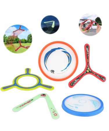 Deao Bumerang 5-part soft boomerang including bright glow classic litter game-return game outdoor toy gifts for children adults colored