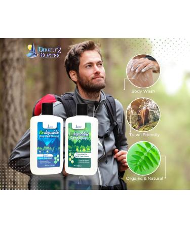 Organic Biodegradable Shampoo & Body Wash Bundle - 8 oz Bottles for Fresh & Salt Water - No Dyes or Fragrances - Travel Size - Buy Online on SooperMarket.com
