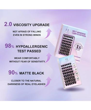 JoMay Self Adhesive Eyelashes - 48 PCS D Curl Glueless Lash Clusters | No Glue Needed Pre-Glued Eyelashes Set X01 (10-16 Mixed - Buy Online on SooperMarket.com