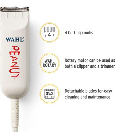 Wahl Professional Classic White Peanut Hair and Beard Clipper Trimmer Model 8685 - Powerful Rotary Motor for Barbers and Stylists - Buy Online on SooperMarket.com