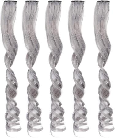 Hair Extension Synthetic Colorful Clip In Hairpiece Curling Wig for Party for Prom for Girls White tea ash - Buy Online on SooperMarket.com