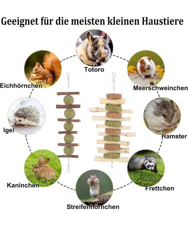 Fantesi 2-Piece Rabbit Toys Set - Kieletzeiten & Kachtiele with Apple Wood Chew Timothy Hay Sticks & Carrot Cake | Ideal Dental Care for Bunnies Hamsters Mice & Chinchillas - International Shipping Available - Buy Online on SooperMarket.com
