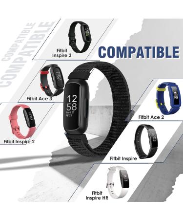 Fitbit Inspire Nylon Sport Loop Bands Set - Dark Black/Navy Green/Iron Grey/Official Black/New Midnight Blue - Soft Breathable Replacement Straps for Women Men Kids - Buy Online on SooperMarket.com