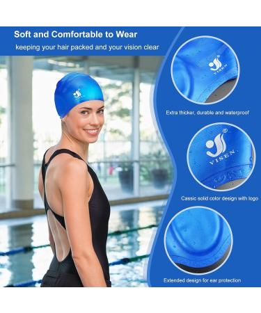 Unisex Silicone Bathing Cap with Ear Protection - 2PC Waterproof Swimming Caps for All Hair Types with Earplugs & Nose Clamp - Elastic Black & White Swim Caps for Adults & Kids - Buy Online on SooperMarket.com