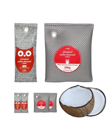 Sandmonk Coconut Activated Charcoal Bags 4 Pack Odor Absorber Natural Air Purifier for Home Smoke Odor Eliminator for Car Home Shoes Bathroom Kitchen Natural Pets Air Freshener
