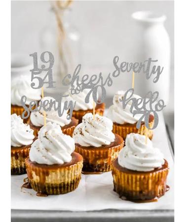 24 Pcs Glitter 70th Birthday Cupcake Toppers for Celebrating 70th Birthday Party Decorations for Seventy Years Old Birthday Party Supplies (Silver new) - Buy Online on SooperMarket.com