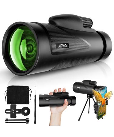 JIPNO High Powered Monocular-Telescope for Adults and Kids with Smartphone Adapter, Dust-Proof BAK4 Prism Monocular with Clear Low Light Vision for Hunting/Target Shooting/Stargazing/Camping/Traveling 12x50