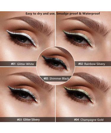 Go Ho Glitter Liquid Eyeliner Set - 5 Colors Metallic Shimmer | Korean Makeup Waterproof Long Lasting Formula for Sparkle Eyes - Buy Online on SooperMarket.com