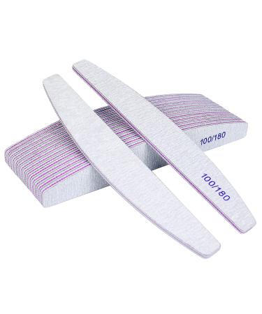 URAQT 16PCS Professional Nail Files 100/180 Grit Double-Sided Emery Board Professional Nail File Set Curved Fingernail Files for Nail Grooming and Styling Hairdressing Salon Pets (White) A-white