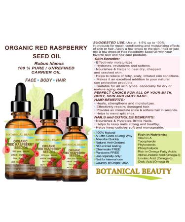 Organic Red Raspberry Seed Oil 0.5 Fl.oz for Face, Body & Hair - Botanical Beauty - Buy Online on SooperMarket.com