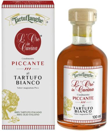 Tartuflanghe - ORO IN CUCINA HOT & SPICY Condiment WHITE TRUFFLE OIL - 100 ml (3.4 fl oz)