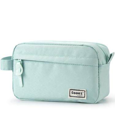 Sooez High Capacity Pencil Pen Case, Durable Pencil Bag Pouch Box Organizer Cases, Portable Journaling Supplies with Easy Grip Handle & Loop, Asthetic Supply for Girls Adults, Mint Green
