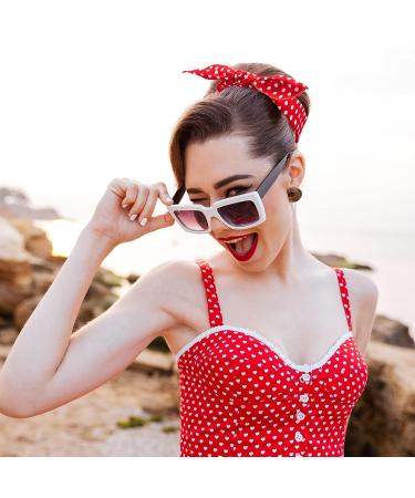 Polka Dot Headbands Set - Retro Bandana Wire Headband for Girls & Women - Vintage Print Christmas Hairband (Red & Black) - Buy Online on SooperMarket.com