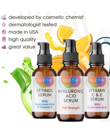 Intro Offer: Retinol + Vitamin C + Hyaluronic Acid Anti-Aging Face Serum by GLEOW - 3x1 fl oz Pack - Buy Online on SooperMarket.com