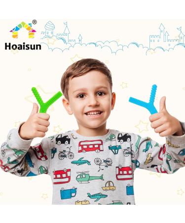 Sensory Chew Toys 2 Pack for Autistic Children - Silicone Oral Motor Tools for Autism ADHD SPD - Biting Fidget & Teething Relief - Blue & Green - Buy Online on SooperMarket.com