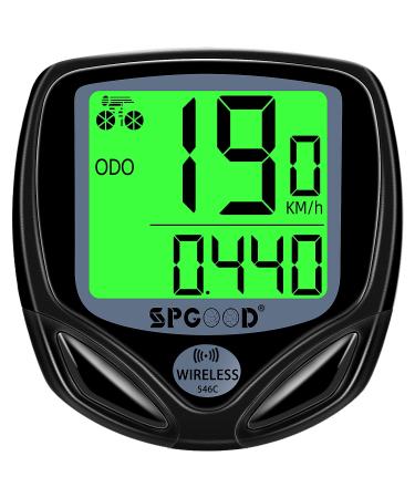 SPGOOD Bike Computer Wireless 16 Functions Waterproof LCD Speedometer for Bicycle Tachometer