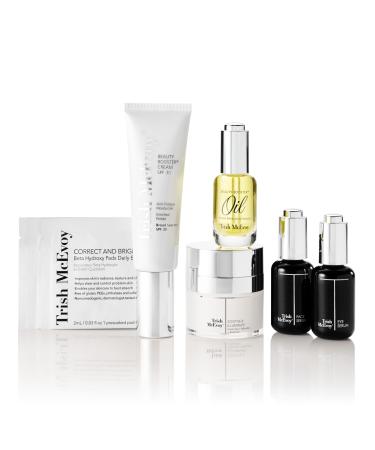 Trish McEvoy The Beauty Booster Must Haves Travel Collection 6-Piece Set - Correct & Brighten Beta Hydroxy Pads Face Serum Eye Serum Oil Soothe & Illuminate Moisturizing Cream Cream SPF 30