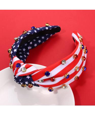 Patriotic Rhinestone Cross Headband - 4th of July Crystal Twist Hair Accessory - Buy Online on SooperMarket.com