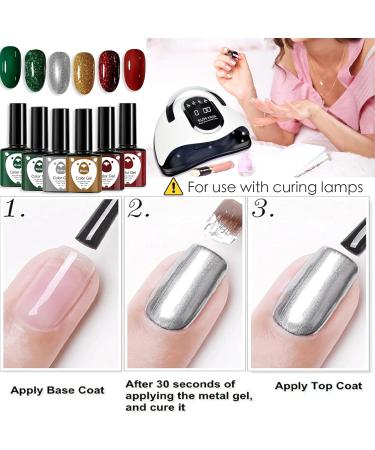 Christmas Gel Nail Polish Set Glitter Red Green Gold Silver 6 Colors Burgundy Dark Red Soak Off LED/UV Lamp Manicure Nail Varnish Sets for Women Nail Art Salon DIY Home - Buy Online on SooperMarket.com