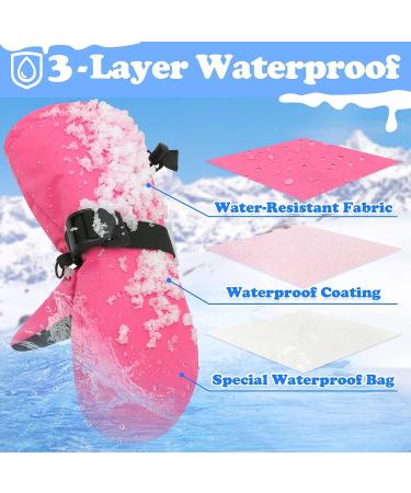 Sarfel Waterproof Toddler Mittens | Kids Snow Gloves for Baby Winter | 2-3 Years | Hot Pink - Buy Online on SooperMarket.com