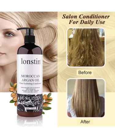 Lonstin Argan Oil Hair Conditioner 500ml - Revitalize Dry, Damaged Hair | For Men & Women with Curly, Frizzy Hair | Hydrating, Shine-Boosting Formula - 16.9 fl oz - Buy Online on SooperMarket.com