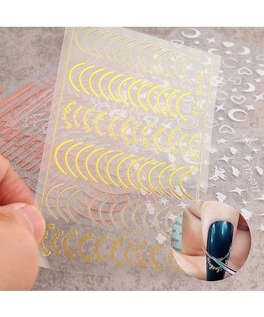French Line Nail Art Stickers Decals - Rose Gold 3D Self-Adhesive Decorations for Manicure - Buy Online on SooperMarket.com
