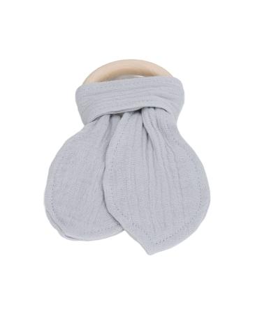Baby Teething Wooden Ring Baby Wooden Ring Teething Ring Bunny Ears Design Soothing Bite-Resistant Cotton Gauze Finely Crafted For Babies (Gray)