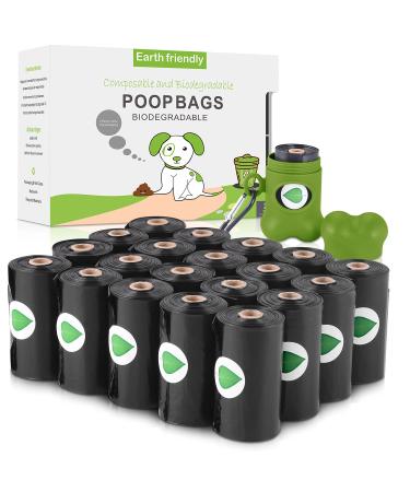 Nestling Biodegradable Thicker Dog Poop Bags with Dispenser 300 Dog Waste Bags Thick Strong Made from Corn Starch Plants Based (Black)
