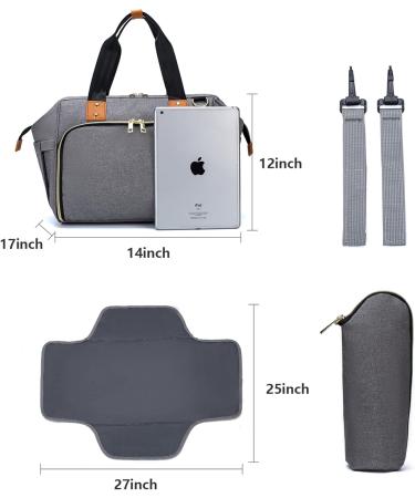 Axcone Sac   Langer Imperm able pour B b - Fourre-Tout avec Matelas   Langer & Porte T tine - Sac de Voyage Bandouli re Gris - Buy Online on SooperMarket.com