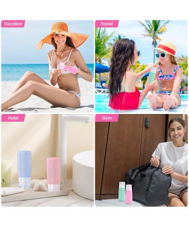 JBYAMUS 16 Pcs Silicone Travel Bottles Set - TSA Approved, Leak-Proof Toiletries Containers for Women, Portable & BPA Free - Pink - Buy Online on SooperMarket.com
