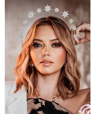 Formery Star Goddess Rhinestone Halo Crown Headband - Silver Hair Accessory for Women and Girls - Buy Online on SooperMarket.com