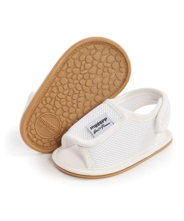 RVROVIC Baby Boys Girls Sandals Soft Sole Summer Infant Crib Shoes Lightwight Toddler Prewalker Outdoor Walking Shoes 12-18 Months 3 White