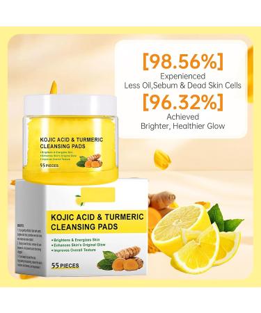 55Pads Kojic Acid and Turmeric Pads Turmeric kojic Acid Pads for Face Turmeric and Kojic Acid Cleansing Pads Turmeric Cleansing Pads for Dark Spots Face Exfoliating Makeup Remover Pads - Buy Online on SooperMarket.com