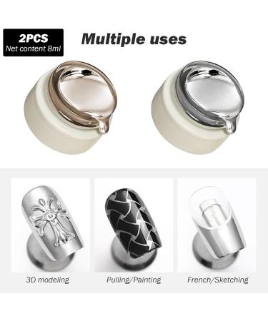 Metallic Gel Nail Polish 2Pcs Chrome Gel Nail Polish 8ML 3D Mirror Effect Painting Metallic Gel Polish for Flower Lines Drawing Nail Art Polilsh - Buy Online on SooperMarket.com