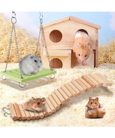 Rat Ladder Bridge Wooden Hamster Climbing Ladder and Swing Small Animal Bendable Fence Climbing Stair Toy Cage Accessories for Bird Parrot Hamsters Chipmunks - Buy Online on SooperMarket.com