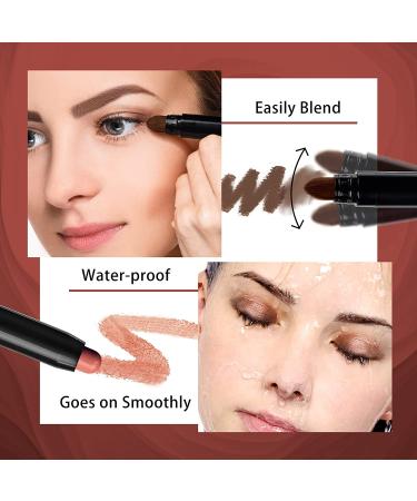 12 PCS Waterproof Glitter Eyeshadow Stick Set with Primer - Smudge Proof Shimmer and Matte Eye Makeup Crayon - Cream Eyeshadow Pen with Soft Brush - Buy Online on SooperMarket.com