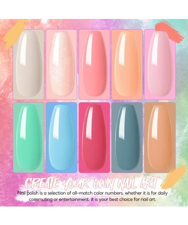 PECECOLOR GELNEAGE SET - 10 Colors UV Nail Polish with 36W UV Lamp | Complete Gel Nail Starter Set for Beginners - Base & Top Coat Included - Buy Online on SooperMarket.com