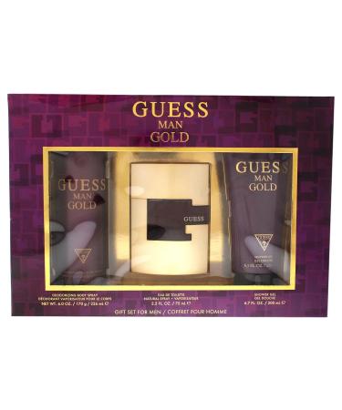 Guess Gold 3 Pc Gift Set 2.5oz EDT Spray 6.0oz Deodorizing Body Spray 6.7oz Shower Gel GIFTSET - Buy Online on SooperMarket.com