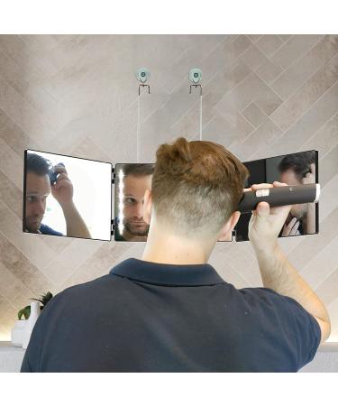 GULAURI 3-Way LED Lighted Barber Mirror | Trifold & Portable Hands-Free Mirror - Buy Online on SooperMarket.com