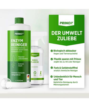 Prinox 1030ml Enzyme Cleaner Concentrate - Strong Odor Remover for Pet Urine & Deep Cleaning - Makes 40L Neutralizer - 1 Pack - Buy Online on SooperMarket.com
