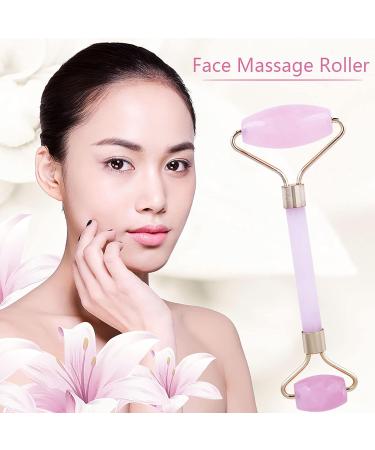 Buy Jade Roller & Rose Quartz Face Massage Roller - Slimming Beauty Tool for Glowing Skin - Buy Online on SooperMarket.com