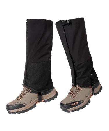 Acungji outdoor waterproof gaiters outdoor pants for hiking climbing snow hiking wandering climbing hunting snow legging gaiters unisex black (1 pair) black XL